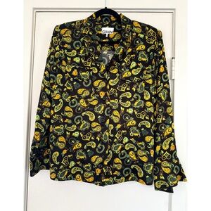 Ganni Paisley and Happyface Silk Button-down Shirt